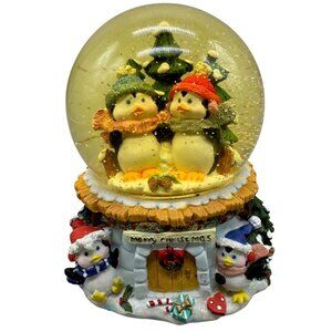 Christmas Musical Snow Globe With Penguins & Christmas Tree Scene READ